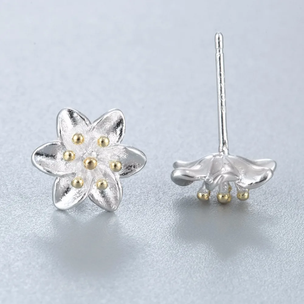 flower silver earring