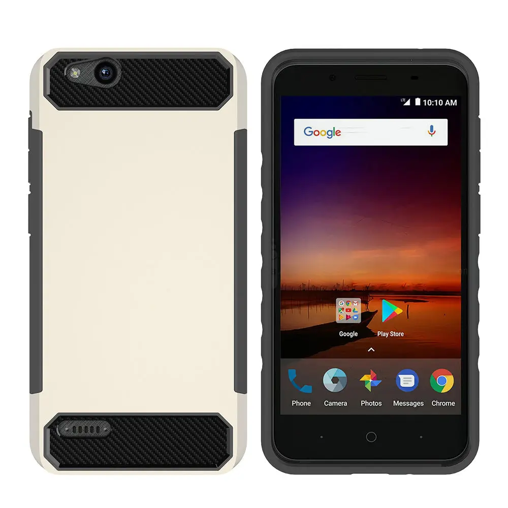 Carbon Fiber Hybrid Armor Case Dual Layer TPU &amp Hard PC Impact Protective Cover For ZTE Tempo X N9137/Blade Vantage/Avid 4 Z839 |