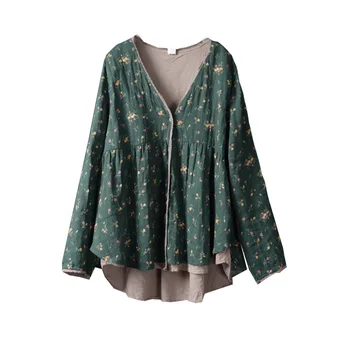 

Japanese Kimono Loose Bohemian Boho Vintage Retro Mori Girl Floral Long Sleeve Cotton Shirt Spring Cardigan Top Women Blouse
