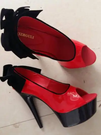bow open toe bride wedding shoes princess banquet formal dress shoes 15cm ultra high heels 6 inch bowtie sexy single shoes