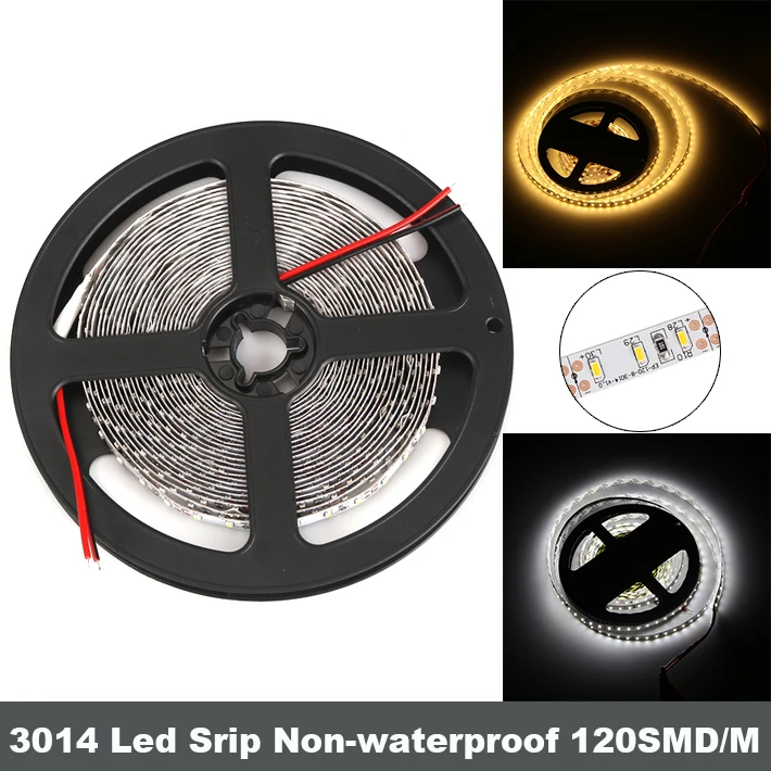 Novo 3014 SMD Led Tiras Flexíveis de Luz 12 V 5 M 600 Leds Nonwaterproof IP20 Branco Quente/Frio Branco Super Brilho 120 Leds/M
