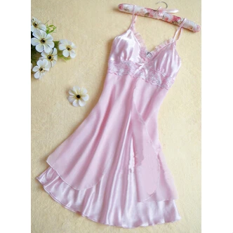1 шт женское кружевное белье Ночная сорочка бебидолл ремень пижамы ночные рубашки - Цвет: Pink