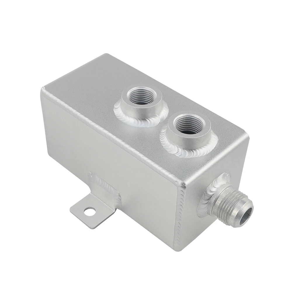 Universal 1L aluminum oil catch can tank with breather & drain tap 1LT baffled natural finish WLR9491