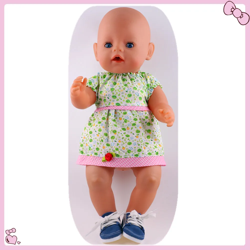 1pcs Green Dress clothes Clohes Wear fit 43cm Baby Born zapf Children best Birthday Gift only