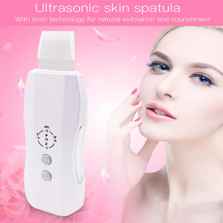 

Rechargeable Deeply ultrasonic face skin pore cleansing device blackhead removal Device Peeling shovel exfoliator deeply clean