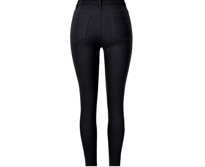 Женские черные облегающие узкие длинные джинсы-карандаш с высокой талией, модные рваные, Стретч Calca, Эластичные Обтягивающие джинсы-брюки