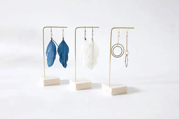  Solid Wood Cooper Stick Earrings Display Stand Creative Earrings Display Holder Jewelry Display Rac
