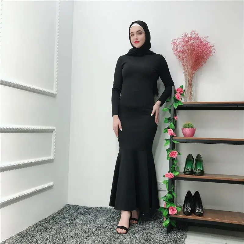 Мусульманские Женские Простые abaya исламские кафтан Jilbab стрейч Джерси длинное платье труба Макси платье нижнее платье Вечерние Элегантные