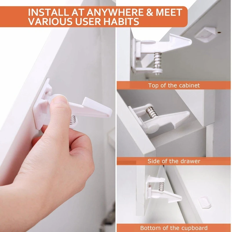 

Household Children Spring Lock Baby Security Cabinet Door Lock For Kids Safety Lock Children Protection Drawer Blocker