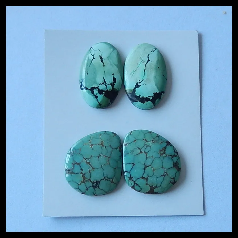Натуральный Камень Бирюза модные серьги кабошон пара, 23x20x4 мм, 23x15x4 мм, 9 г