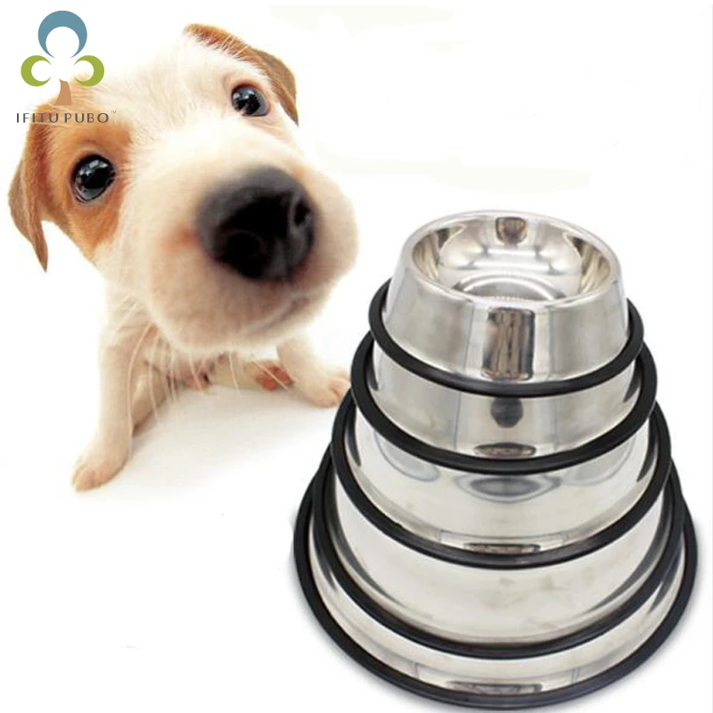

1PC stainless steel standard pet dog kitten water bowl food container tray non-slip optional size LYQ