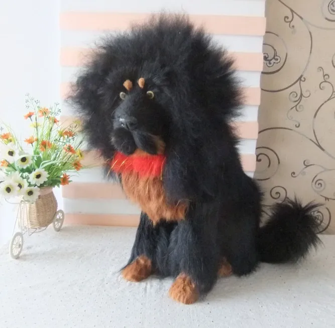 Simulasi Polyethylene Bulu Hitam Anjing Mastiff Tibet Anjing