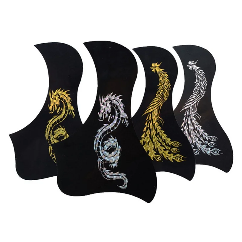 

2019 acoustic guitar shield gold phoenix dragon pattern decoration self-adhesive pickup sticker for acoustic guitar accessories