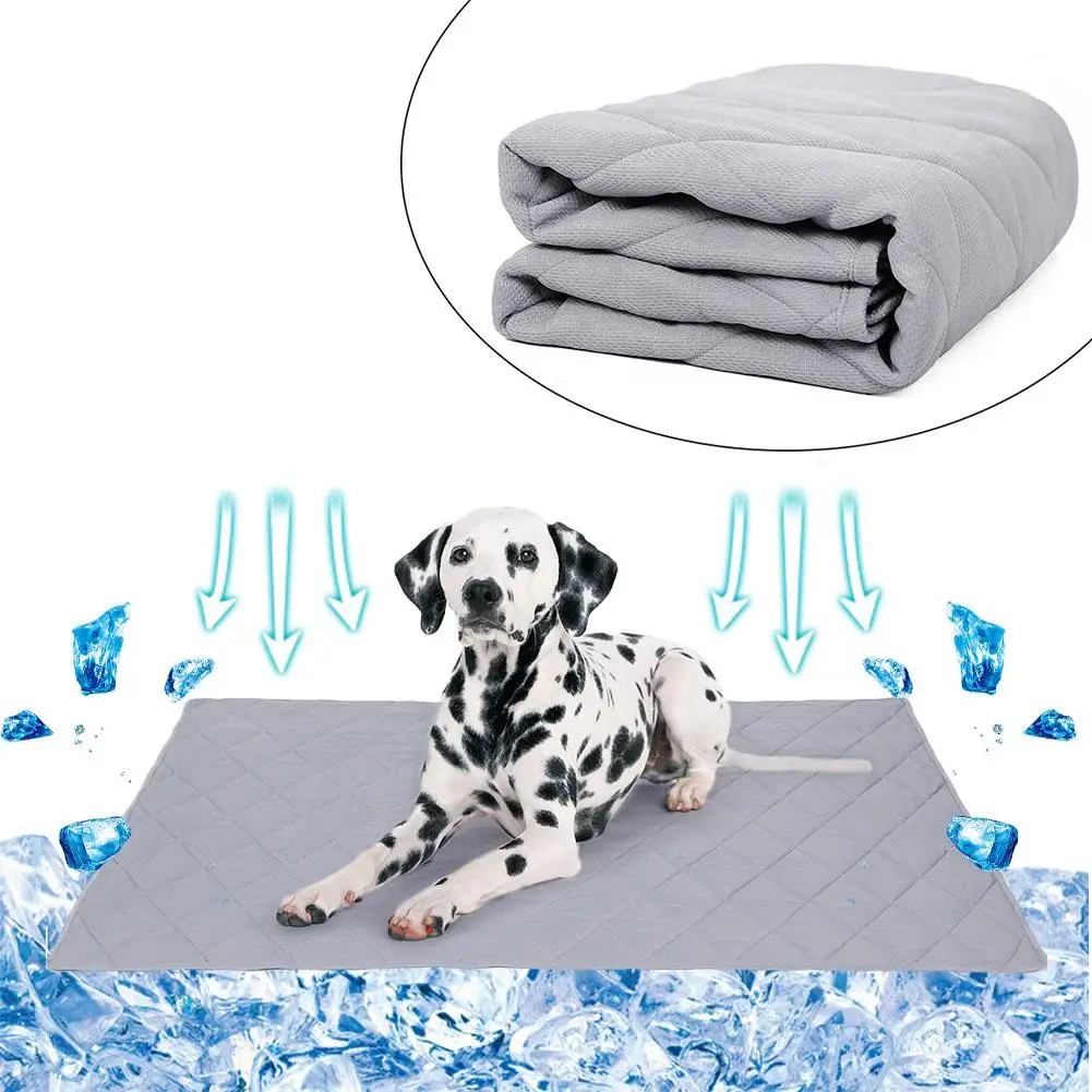 

1Pcs Summer Grey Pet Cooling Mat Cool Pad Bed Dogs Cat Puppy Cushion Beds Mat Ice Silk Sleeping Blanket Dog Accessories Supplies