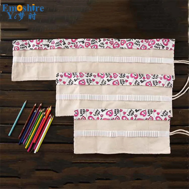 Emoshire New love candy color canvas curtain student pencil wholesale pencil stationery storage simple stationery bag (4)