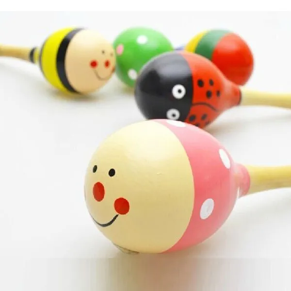 

Cartoon Mini Infant Baby Rattle Toy Wooden Maracas Baby Toys 0 12 Months Educational Wood Kids Development Toys For Baby
