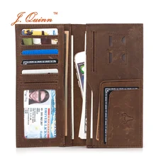 J. Quinn, мужские большие кошельки из натуральной кожи, новинка, высокое качество, натуральная кожа, коричневый, двойной, мягкий, длинный, Воловья кожа, мужской кошелек, портмоне