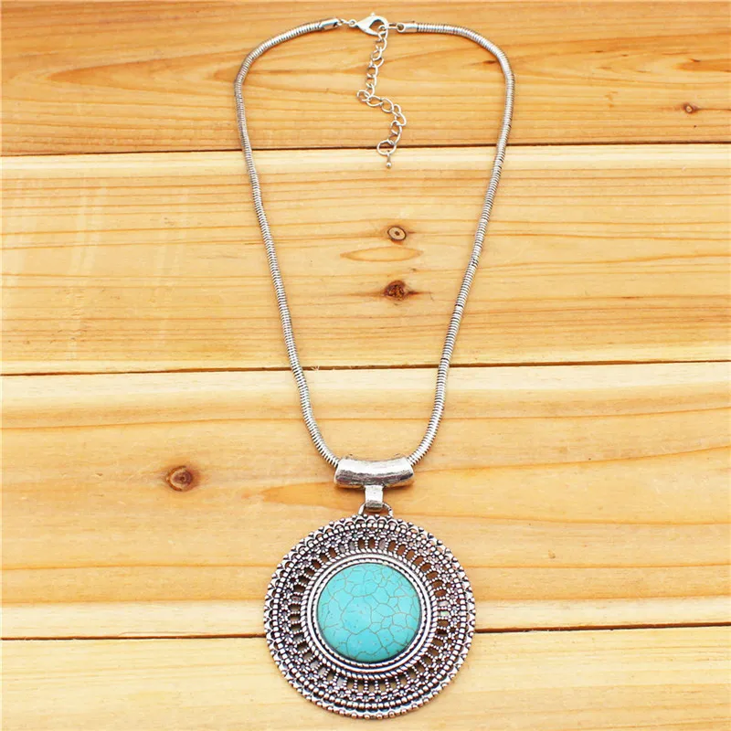 Цветок подвеска Круглый камень Цепочки и ожерелья для Для женщин Винтаж