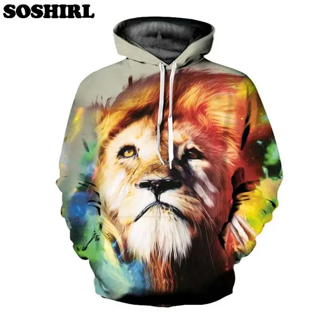 Soshirl animal Sudaderas 3D all over imprimir color León