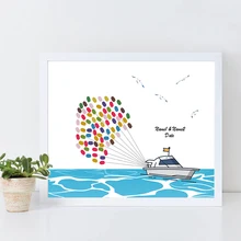 Свободный изготовленный на заказ имя, дата холст отпечатков пальцев DIY свадебная книга для подписей посетителей Романтический корабль для помолвки и Свадебная вечеринка украшения