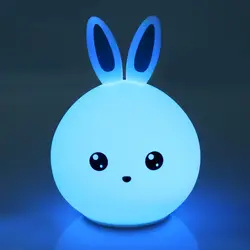Новый светодио дный стиль кролик светодиодный ночник для детей Детские ночники многоцветный силиконовые Touch сенсор коснитесь управление