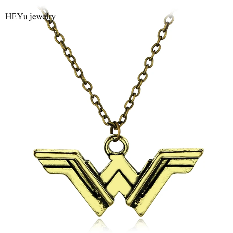 DC Mulher Maravilha Logotipo Colares & Pingentes Colar de Corrente de Bronze Antigo Jóias Marvel Super Heroes Comic Geek