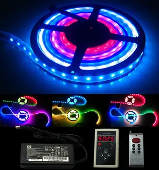 

5M TM1812 IP67 5050 Magic Dream Color 300 LED Strip 133Change +Plastic Remote+12V 5A Adapter
