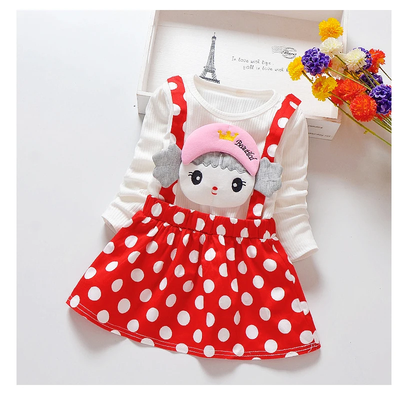 BibiCola/Брендовое весенне-осеннее платье для девочек модная одежда Детские праздничные платья на день рождения хлопковый костюм принцессы для девочек, ребенок малыш - Цвет: Красный