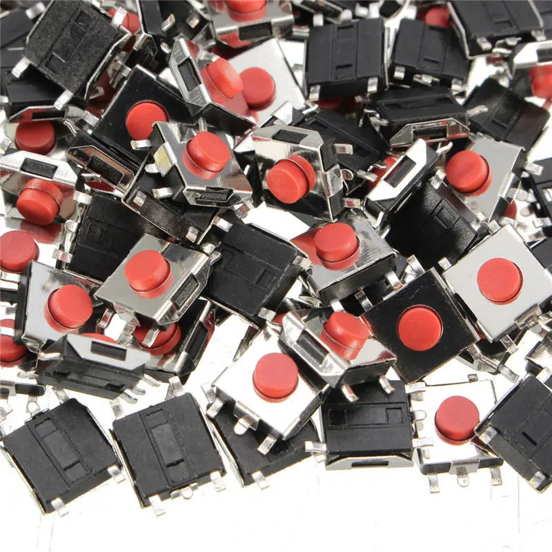 

100pcs/lot 6*6*3mm 5 PIN SMD Red Copper Tactile Push Button Switch Tact Switch 6mm*6mm*3mm Best Price