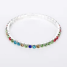 5 шт. аксессуары для невесты, свадебный браслет, Красочные Стразы, эластичный браслет, шикарный браслет для женщин, ювелирные изделия B023