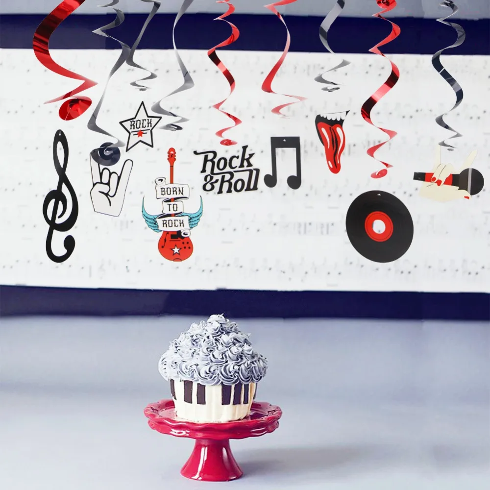 10pcs Rock Star Metallic Foil Hanging Dangling Swi...