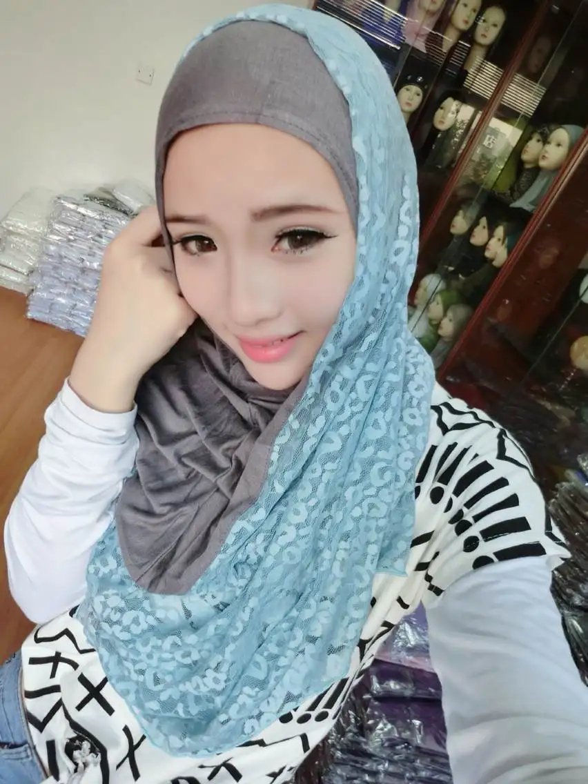 A754 The Malaysia Style Cotton And Lace Fashion Muslim Islamic Hijab 