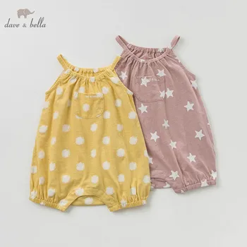 

DBM10566 dave bella summer baby girl sleeveless new born romper infant toddler jumpsuit children boutique printed romper 1 piece