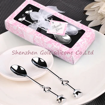 

personalized wedding gifts Free Shipping 2000pcs/lot=1000 sets/lot Double Heart Coffee Spoons Wedding favors and gifts