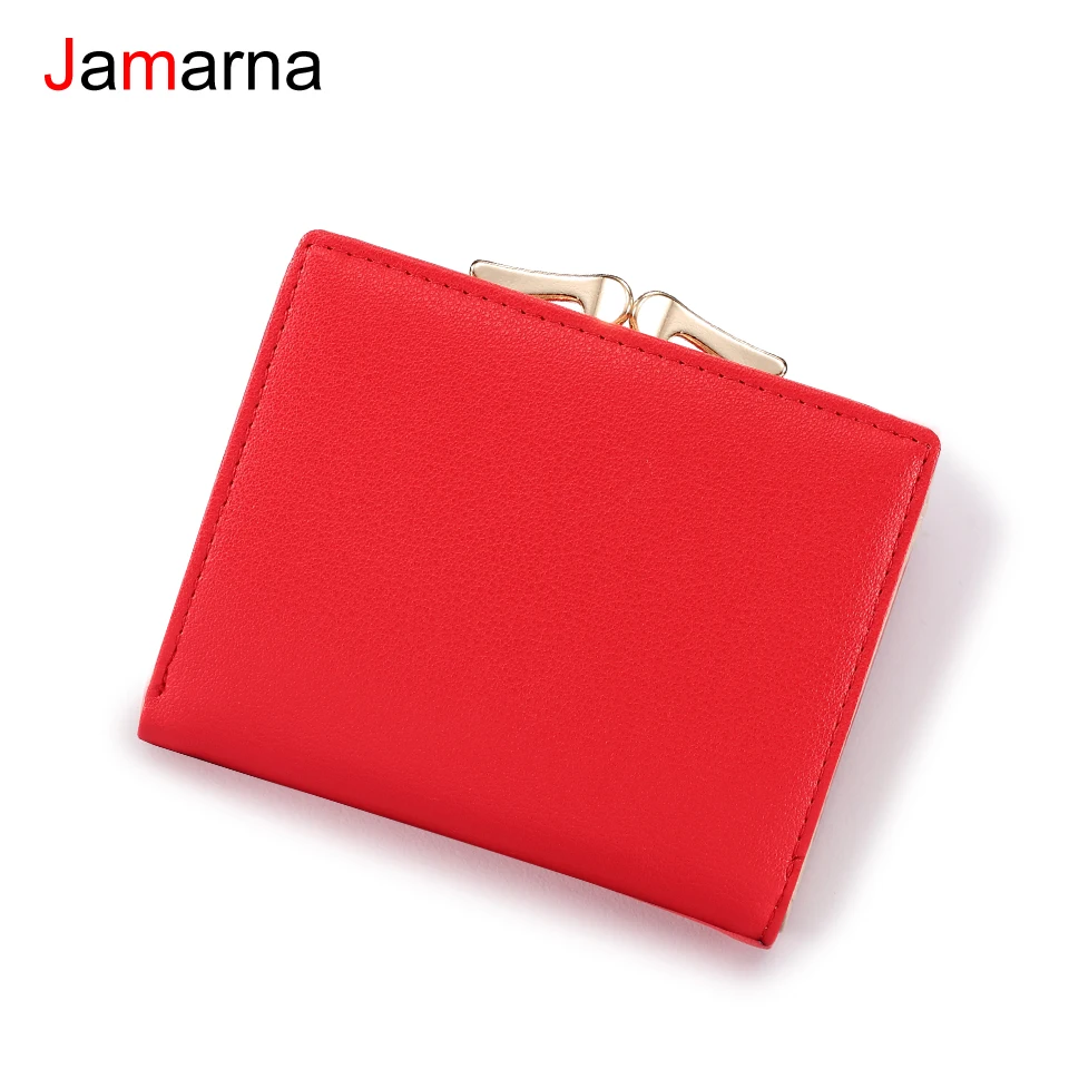 Jamarna محفظة الإناث بو الجلود النساء محافظ غلق بمشبك محفظة نسائية للعملات المعدنية محفظة الإناث خمر أزياء المرأة محفظة صغيرة حامل بطاقة الأحمر
