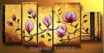 

100% Hand Painted High Quality Abstract 5 Pcs Set Flower Decoration Camellia Oil Painting On Canvas Home Modern For Living Room