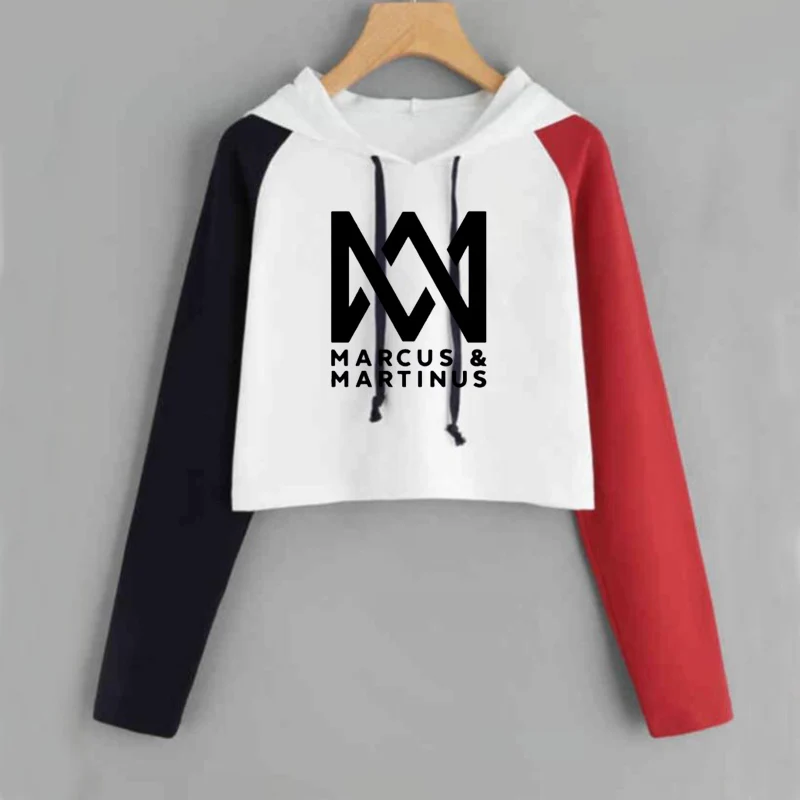 Crop Hoodie Women Marcus and Martinus Sweatshirt Casual Pink Short Tracksuit Long Sleeve Spring Aut