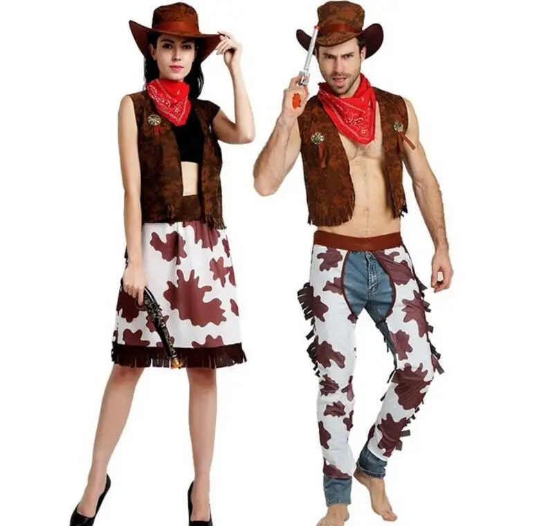 

2019 Halloween Costumes for Cowboy Cosplay Clothing American Western Kids Adult Holiday Party Hero Cowgirl Performance Costume
