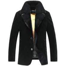 Для мужчин S зима норки Мех животных Внутри на пальто импортированы бархат В виде ракушки гладкая и дышащий Зубчатый воротник Luxe натуральная Мех животных пальто для Для мужчин