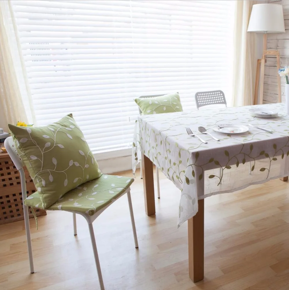  Elegant Embroidery Leaves Cotton Tablecloth Outdoor Wedding Decor Table Cloth Kitchen Dining Table 