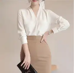 Весна 2019 новая шифоновая белая рубашка женская OL мода темперамент Свободная рубашка элегантные женские блузки Топы Плюс Размер S-6XL