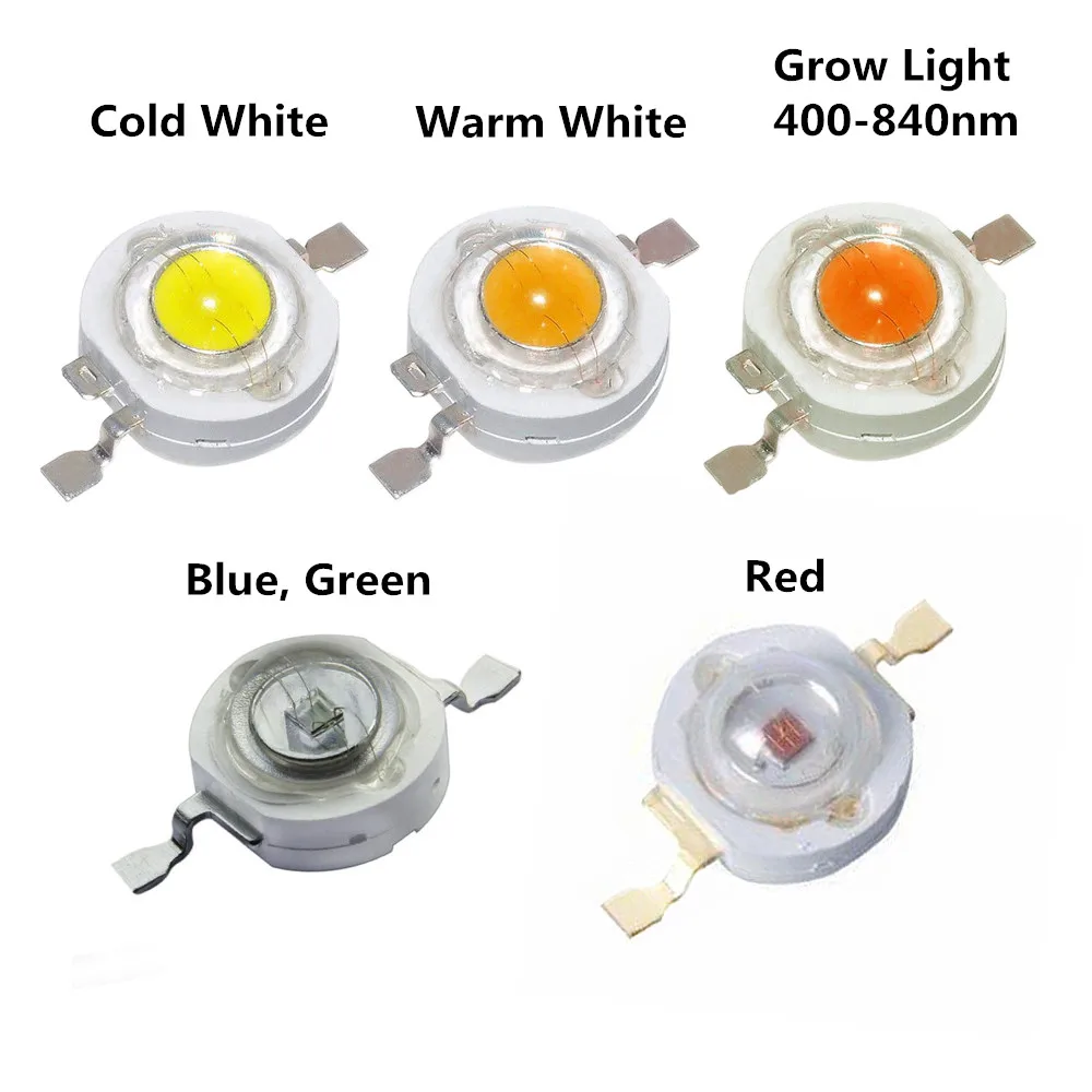 50 шт. 1 Вт 3 Вт Светодиодный светильник высокой мощности Светодиодный s чип SMD теплый белый красный зеленый синий желтый для Точечный светильник лампа