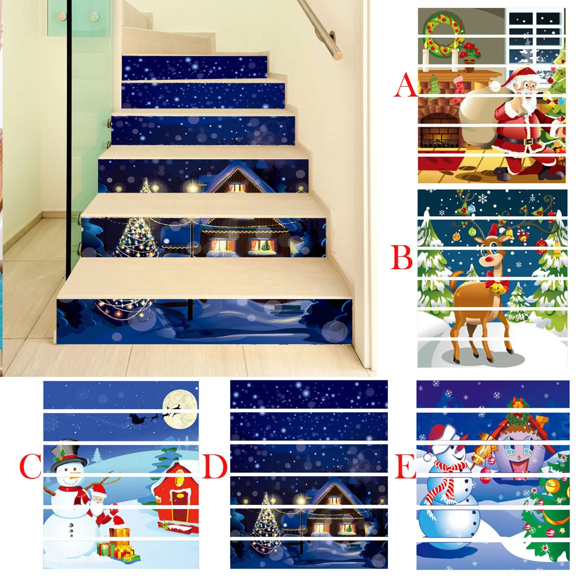 3D Рождественский Декор лестницы наклейки на стену самоклеющиеся украшение для двери наклейки DIY Home vinilos decorativos para paredes #40