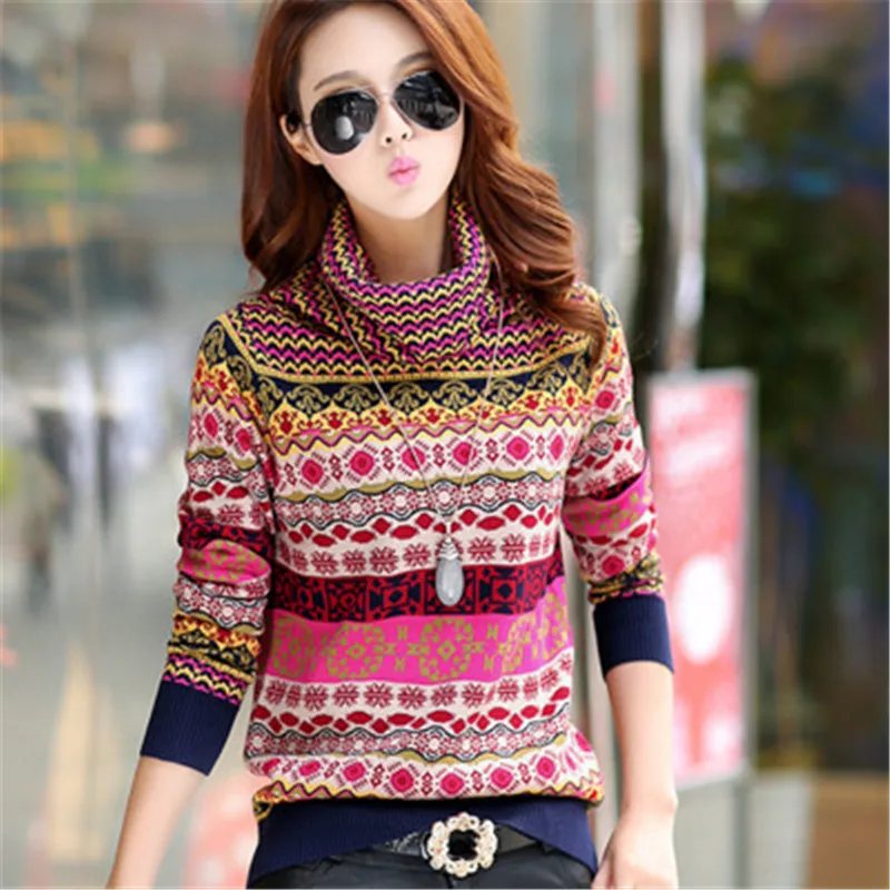 M-3XL кашемировый полосатый Женский свитер с высоким воротом, корейский осенне-зимний модный пуловер, топы с длинным рукавом, Вязанная одежда PZ032