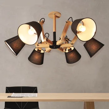 

lamps pendant lamps 4/6/8 heads ZA Solid wood pendant lights modern living room master bedroom original wooden MZ123