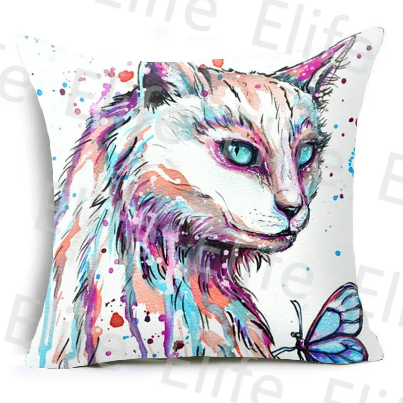 Elife полиэстер красочные глаза наволочка с совами подушки с изображением фламинго чехол для дивана автомобиля талии Cojines дома декоративные - Цвет: 8 Cat