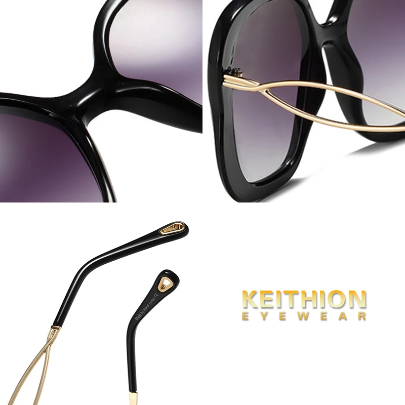 KEITHION Oversized Sunglasses Women Luxury Transparent Gradient Sun Glasses Big Frame Vintage Eyewear UV400 Glasses for Lady