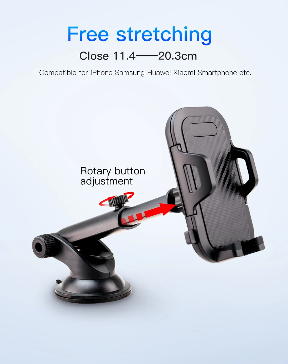 !ACCEZZ Adjustable Car Phone Holder Support Bracket Universal 4.0-6.0 inch Phone Auto Lock Glass Center Control Stand For iphone (4)