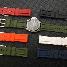 24 мм черный, синий, красный, оранжевый, белый, армейский, Зеленый силиконовый ремешок часов резиновый ремешок для часов подходит для Panerai ремень инструменты игла Пряжка Инструменты