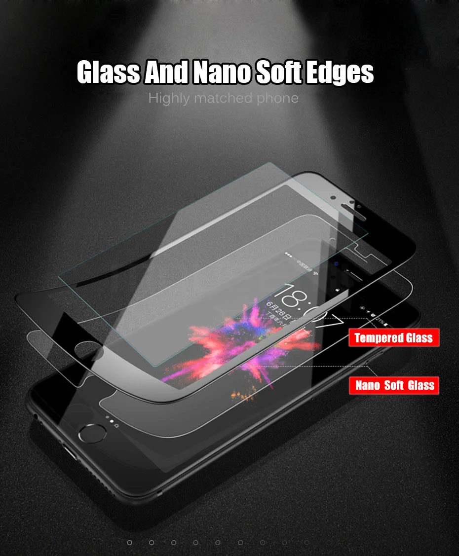 MOUSEMI For iPhone 7 6 Glass 3D Full Coverage Soft Edge Side Protective Glass For iPhone 6s 8 7 Plus X Tempered Glass on Screen (3)